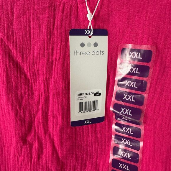 Three Dots Double Gauze Pink Blouse Size XXL NEW with Tags - Picture 5 of 6